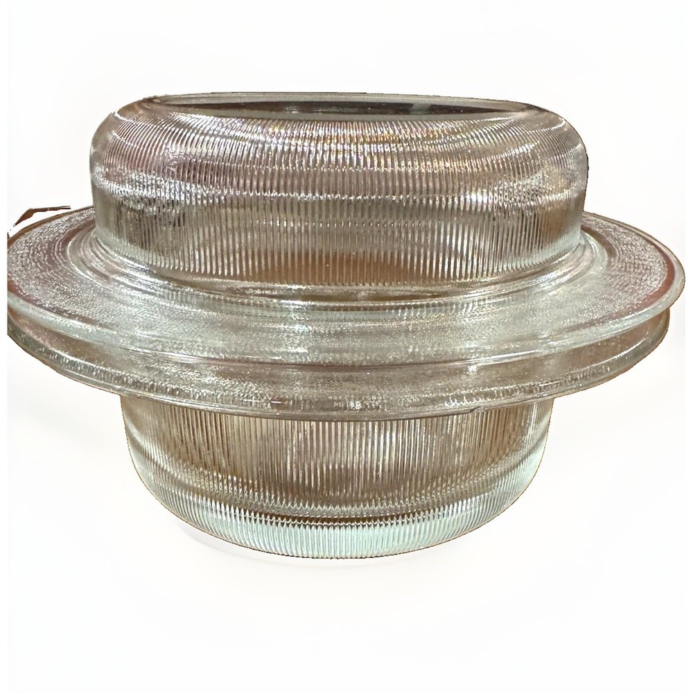 Vintage Chefs Choice Ribbed Glass Baking Dish Store Food 2 Quart Clear with Lid - Picture 1 of 10